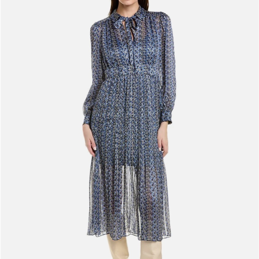 Traffic People Dalliance Blue Beige midi dress. Size small. NWT